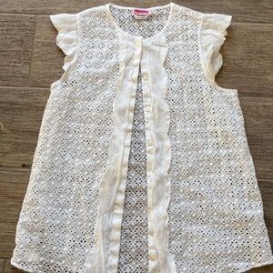 kate spade White Eyelet Button-Front Top